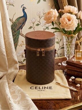 Celine Vintage Macadam Bucket Shoulder Bag Crossbody Bag.